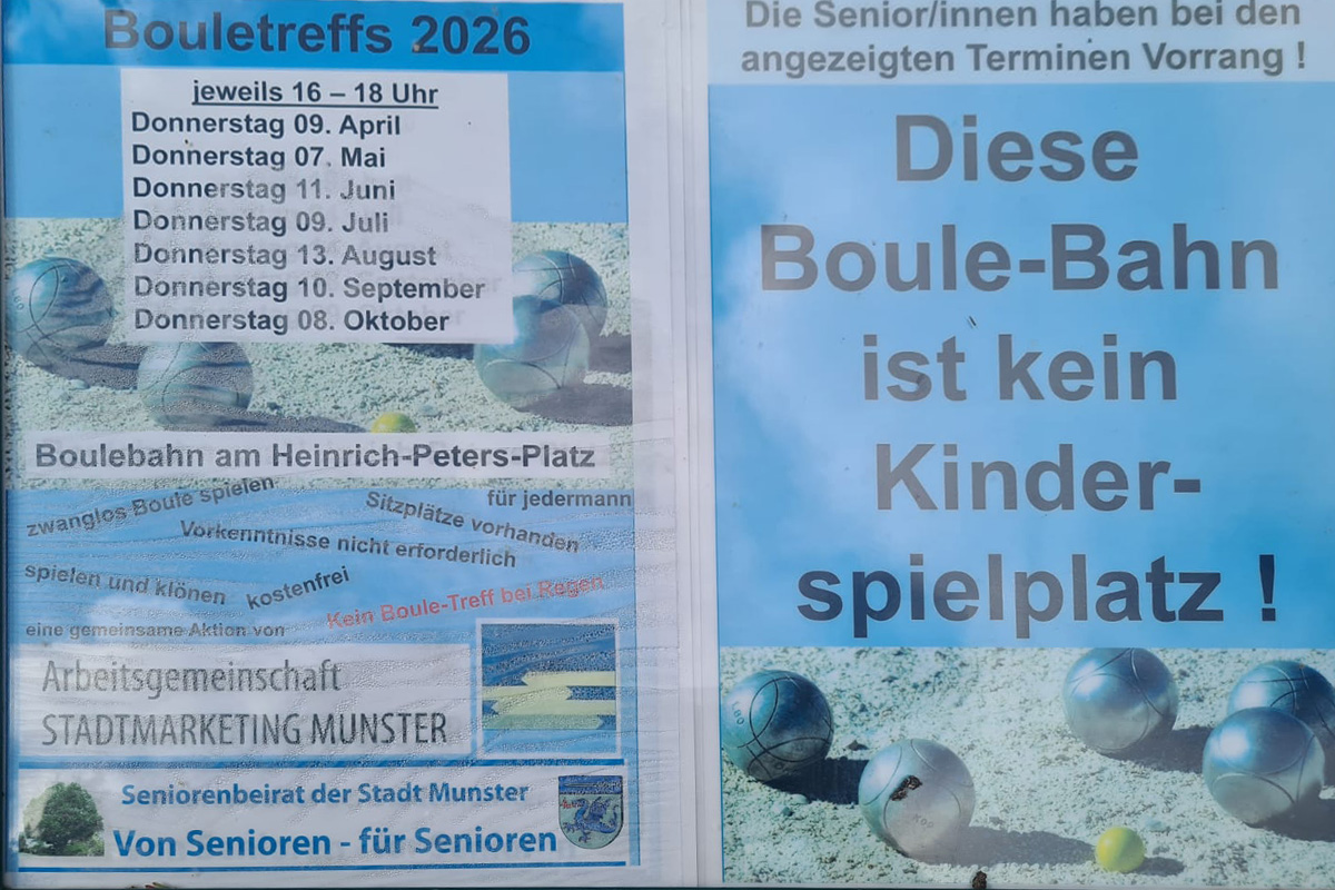 Termintafel am Bouleplatz